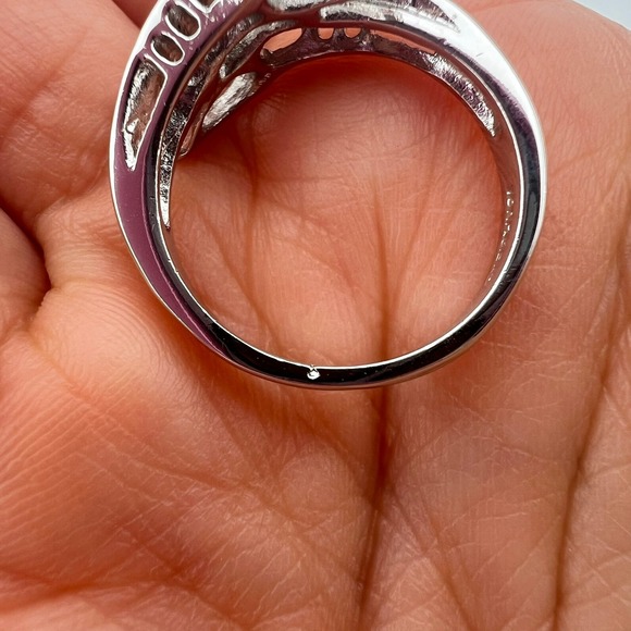 Vintage 18K HGE Cocktail Ring Size 7/7.5 Pear & Baguette Cut Stones Bypass Style - Picture 7 of 9